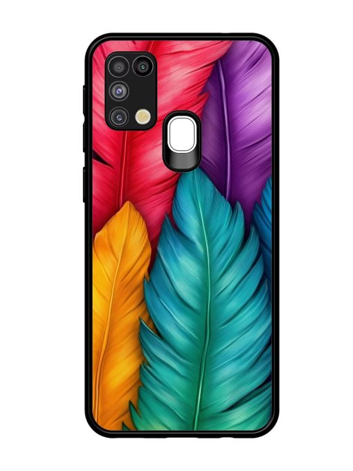 Rainbow Feathers Glossy Soft Edge Case for Samsung Galaxy M31 Chachhi