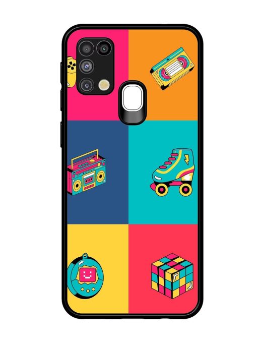 90S Throwback Grid Glossy Soft Edge Case for Samsung Galaxy M31 Chachhi