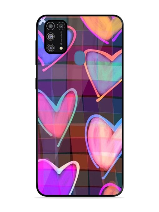 Neon Hearts Glossy Soft Edge Case for Samsung Galaxy M31 Prime Chachhi