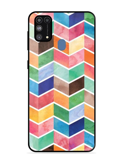 Watercolor Chevron Whimsy Glossy Soft Edge Case for Samsung Galaxy M31 Prime Chachhi