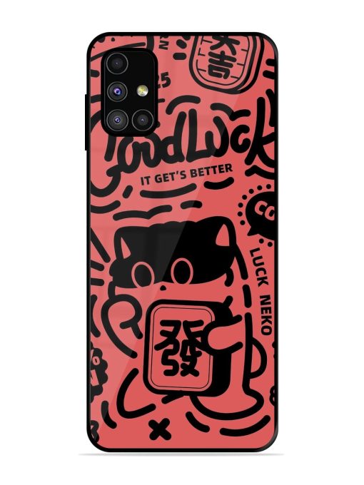 Lucky Cat Doodle Glossy Soft Edge Case for Samsung Galaxy M31S Chachhi