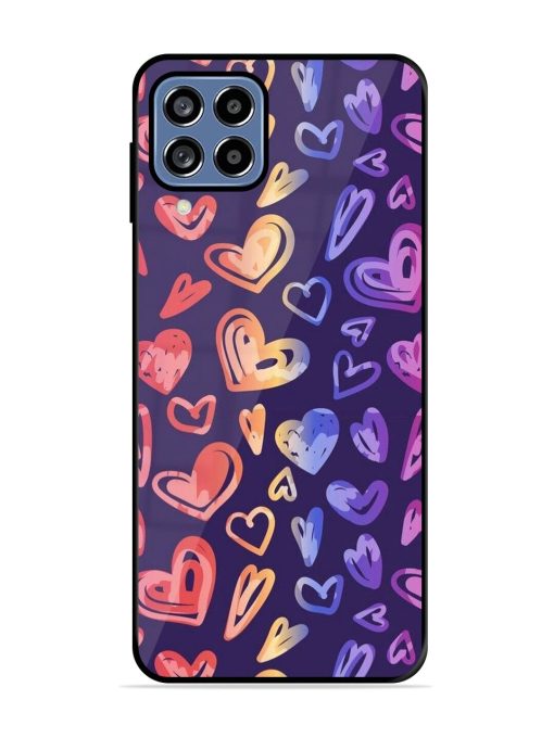 Rainbow Hearts Glossy Soft Edge Case for Samsung Galaxy M32 (4G) Chachhi