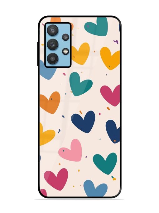 Rainbow Hearts Glossy Soft Edge Case for Samsung Galaxy M32 (5G)