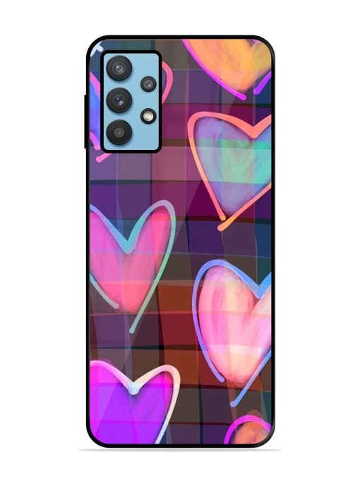 Neon Hearts Glossy Soft Edge Case for Samsung Galaxy M32 (5G)