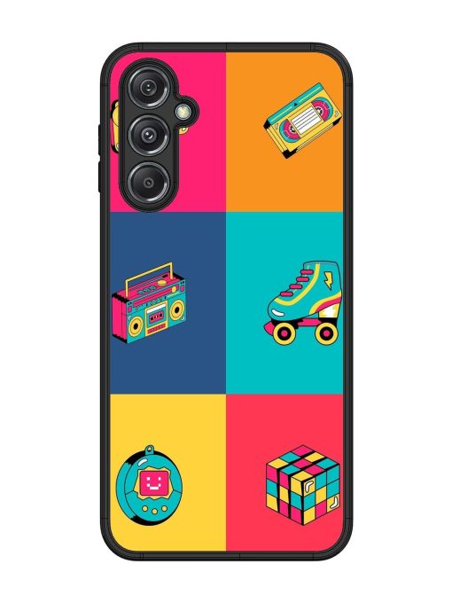 90S Throwback Grid Glossy Soft Edge Case for Samsung Galaxy M34 (5G) Chachhi