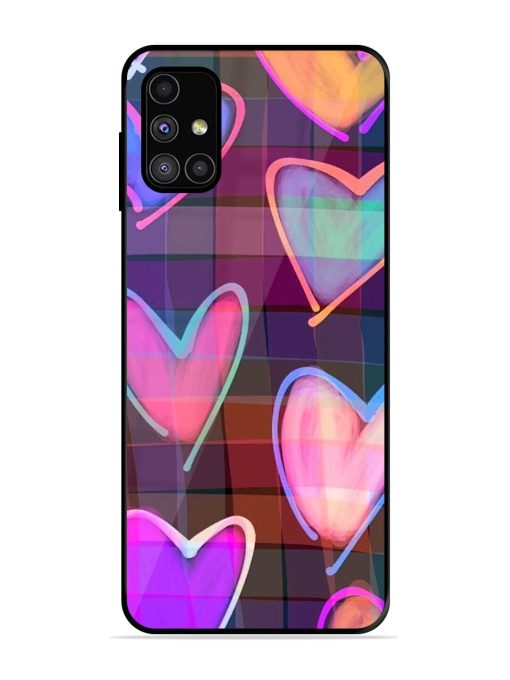 Neon Hearts Glossy Soft Edge Case for Samsung Galaxy M51 Chachhi