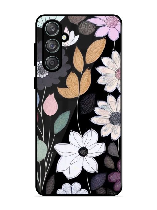 Whimsical Blooms On Black Glossy Soft Edge Case for Samsung Galaxy M55 (5G) Chachhi