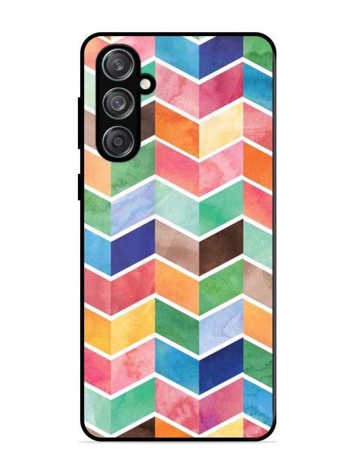 Watercolor Chevron Whimsy Glossy Soft Edge Case for Samsung Galaxy M55 (5G) Chachhi