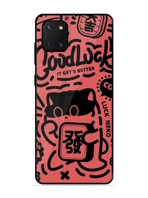 Lucky Cat Doodle Glossy Soft Edge Case for Samsung Galaxy Note 10 Lite Chachhi