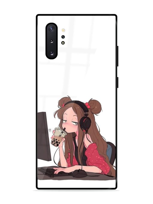 Girl Playing On Pc Glossy Soft Edge Case for Samsung Galaxy Note 10 Plus Chachhi