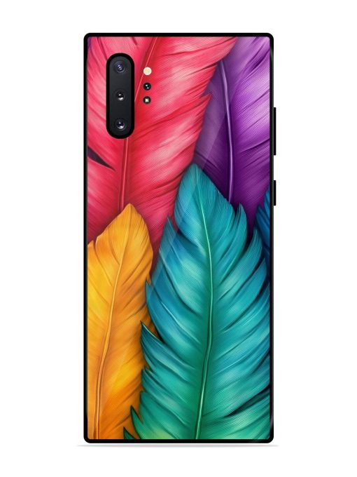 Rainbow Feathers Glossy Soft Edge Case for Samsung Galaxy Note 10 Plus Chachhi