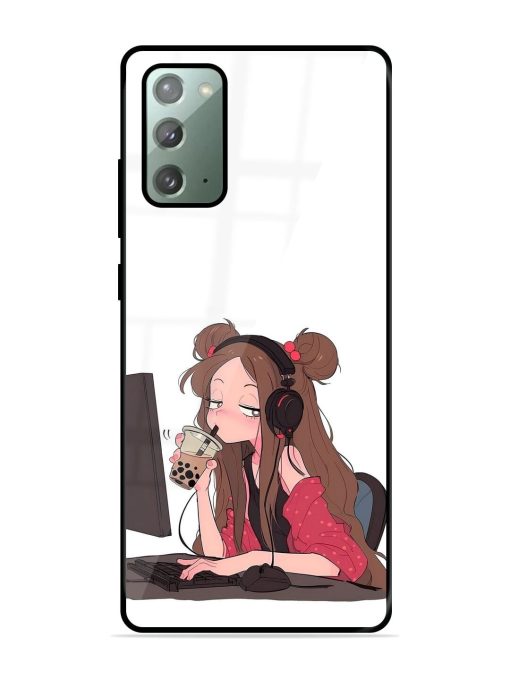 Girl Playing On Pc Glossy Soft Edge Case for Samsung Galaxy Note 20 Chachhi