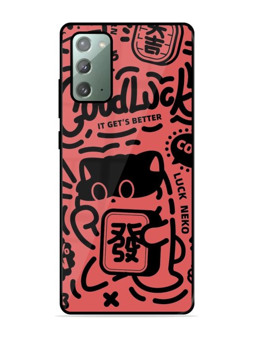 Lucky Cat Doodle Glossy Soft Edge Case for Samsung Galaxy Note 20 Chachhi