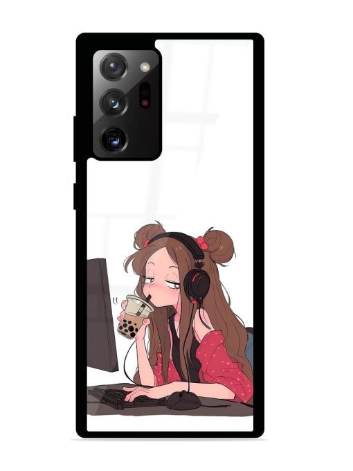 Girl Playing On Pc Glossy Soft Edge Case for Samsung Galaxy Note 20 Ultra Chachhi