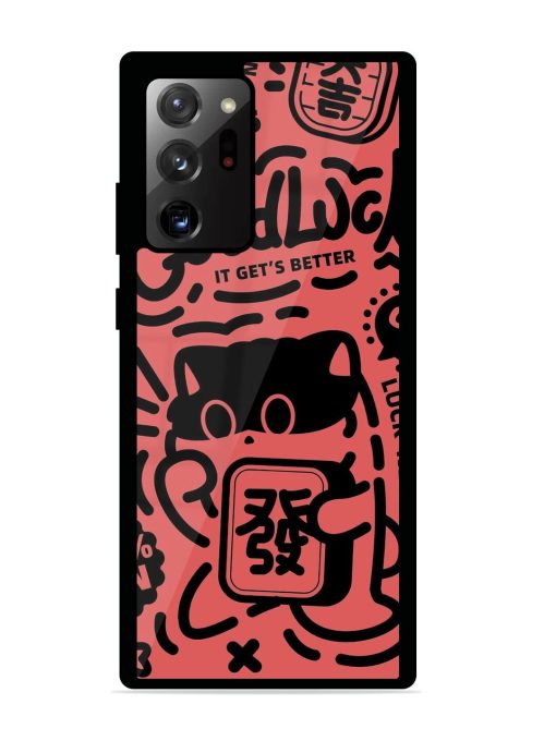 Lucky Cat Doodle Glossy Soft Edge Case for Samsung Galaxy Note 20 Ultra Chachhi