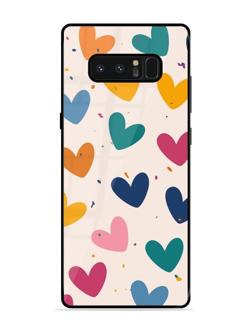 Rainbow Hearts Glossy Soft Edge Case for Samsung Galaxy Note 8 Chachhi