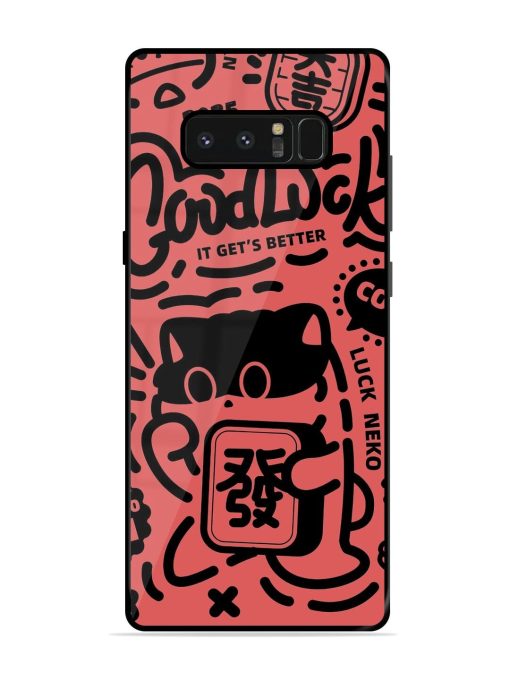 Lucky Cat Doodle Glossy Soft Edge Case for Samsung Galaxy Note 8 Chachhi