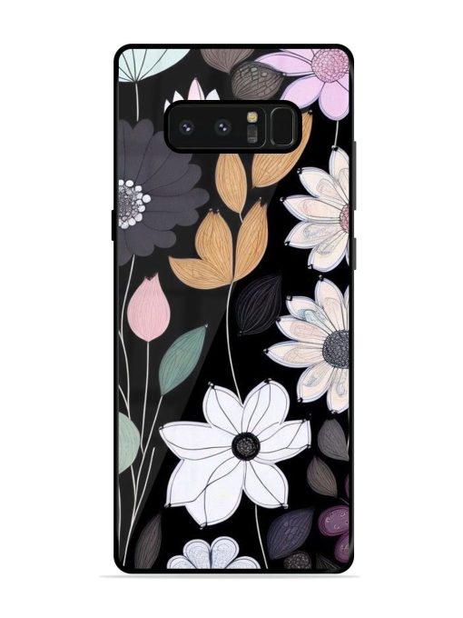 Whimsical Blooms On Black Glossy Soft Edge Case for Samsung Galaxy Note 8