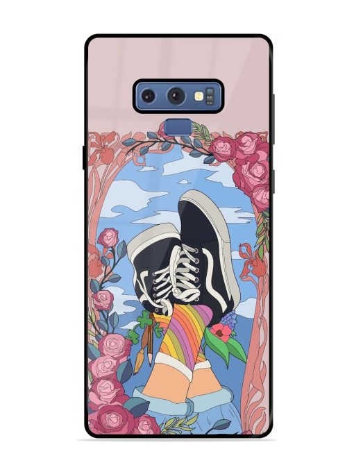 Floral Fantasy Glossy Soft Edge Case for Samsung Galaxy Note 9 Chachhi