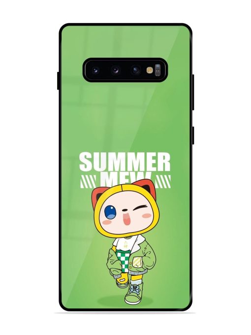 Purrfect Summer Glossy Soft Edge Case for Samsung Galaxy S10 Plus Chachhi