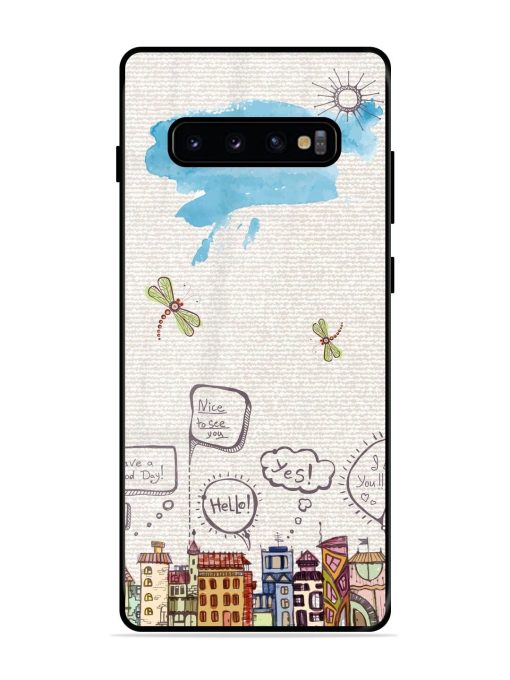 Doodle City Glossy Soft Edge Case for Samsung Galaxy S10 Plus Chachhi