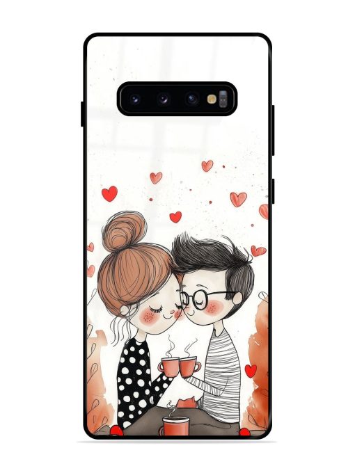 Couple Seating With Coffee Glossy Soft Edge Case for Samsung Galaxy S10 Plus Chachhi