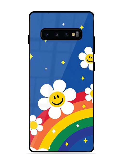 Happy Daisies And Rainbow Sky Glossy Soft Edge Case for Samsung Galaxy S10 Plus Chachhi