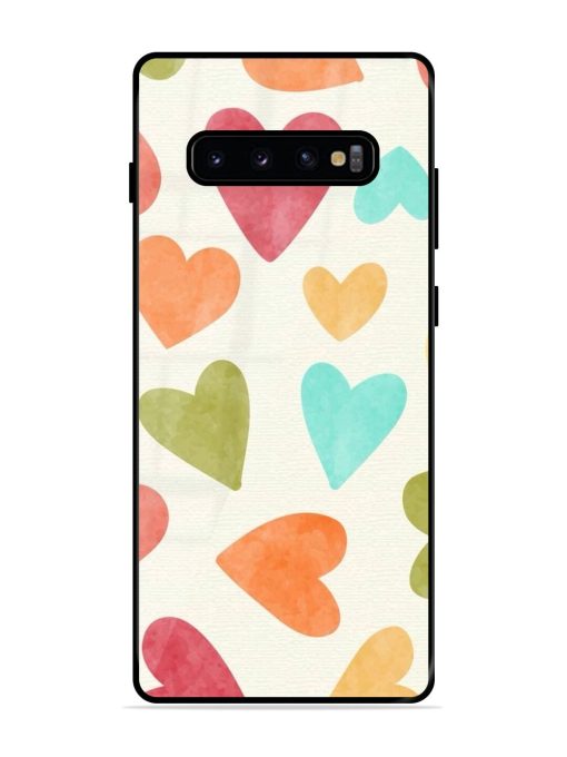 Watercolor Hearts Glossy Soft Edge Case for Samsung Galaxy S10 Plus Chachhi