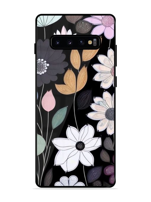 Whimsical Blooms On Black Glossy Soft Edge Case for Samsung Galaxy S10 Plus Chachhi