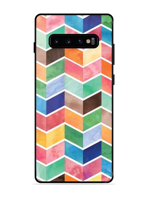 Watercolor Chevron Whimsy Glossy Soft Edge Case for Samsung Galaxy S10 Plus Chachhi