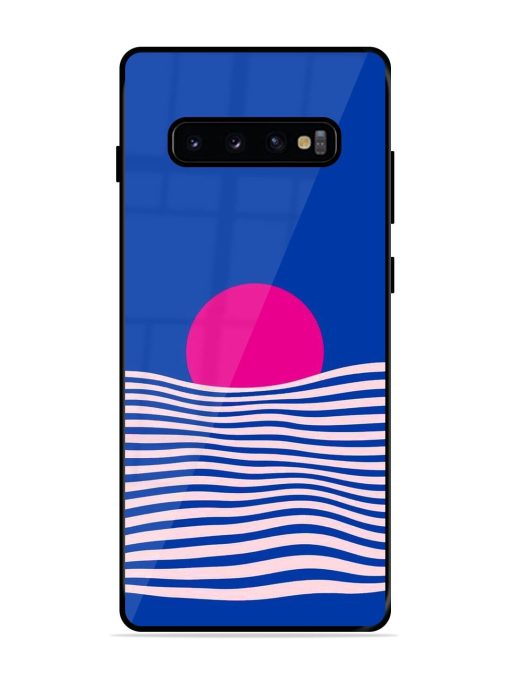 Pink Sunset Over Blue Waves Glossy Soft Edge Case for Samsung Galaxy S10 Plus Chachhi