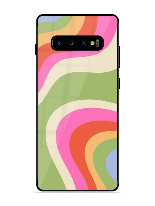 Wavy Rainbow Wonderland Glossy Soft Edge Case for Samsung Galaxy S10 Plus Chachhi