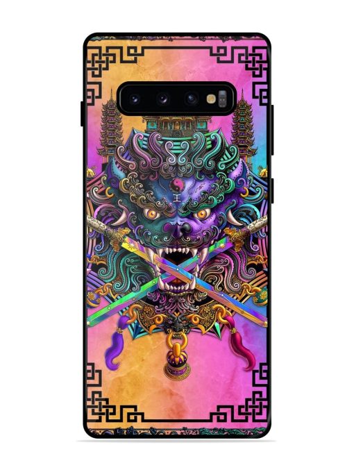 Psychedelic Fu Dog Tapestry Glossy Soft Edge Case for Samsung Galaxy S10 Plus