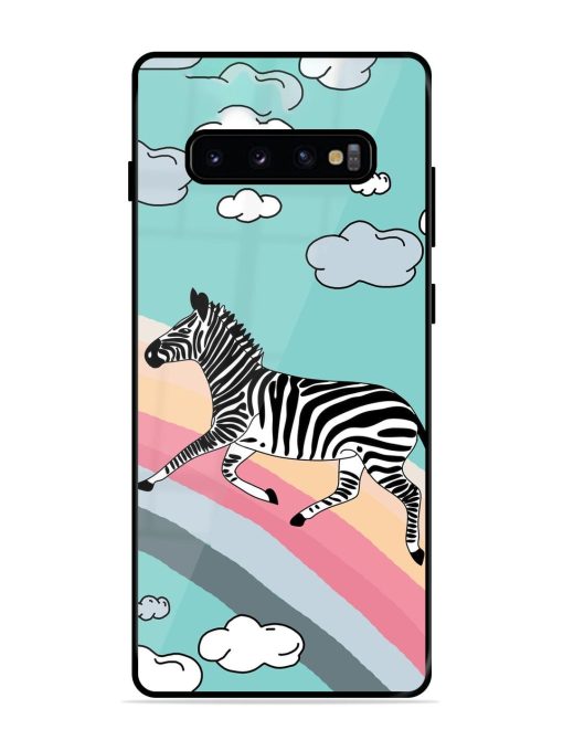 Zebra On A Rainbow Glossy Soft Edge Case for Samsung Galaxy S10 Plus