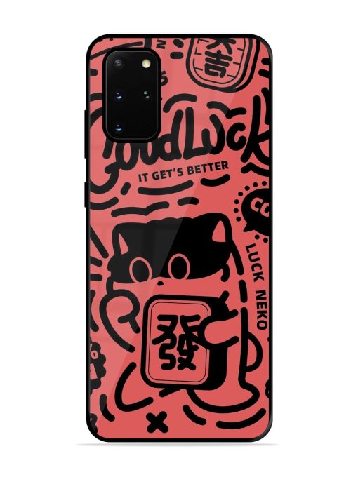 Lucky Cat Doodle Glossy Soft Edge Case for Samsung Galaxy S20 Plus Chachhi