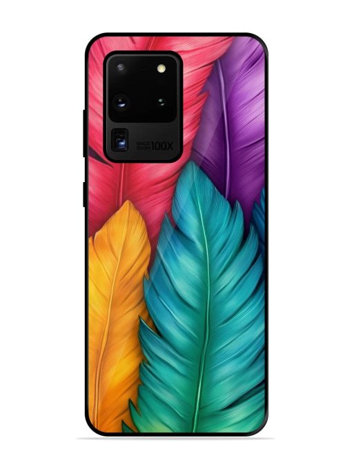 Rainbow Feathers Glossy Soft Edge Case for Samsung Galaxy S20 Ultra Chachhi