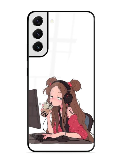 Girl Playing On Pc Glossy Soft Edge Case for Samsung Galaxy S21 Fe (5G) Chachhi