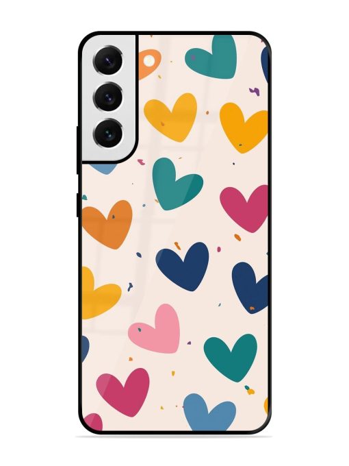 Rainbow Hearts Glossy Soft Edge Case for Samsung Galaxy S22 Plus Chachhi