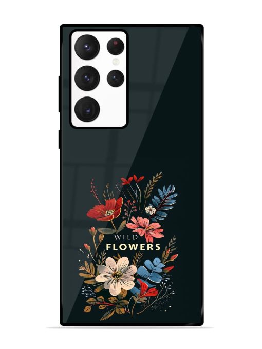 Dark Floral Glossy Soft Edge Case for Samsung Galaxy S22 Ultra Chachhi