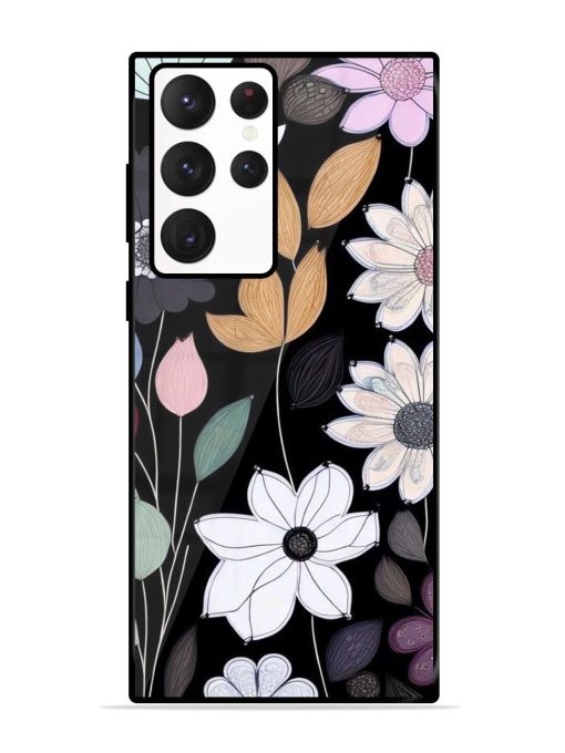 Whimsical Blooms On Black Glossy Soft Edge Case for Samsung Galaxy S22 Ultra Chachhi