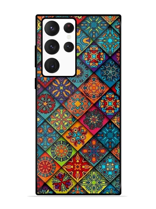 Patchwork Mandala Mosaic Glossy Soft Edge Case for Samsung Galaxy S22 Ultra