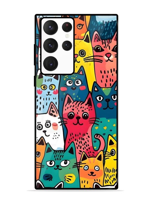 Feline Frenzy Glossy Soft Edge Case for Samsung Galaxy S22 Ultra Chachhi