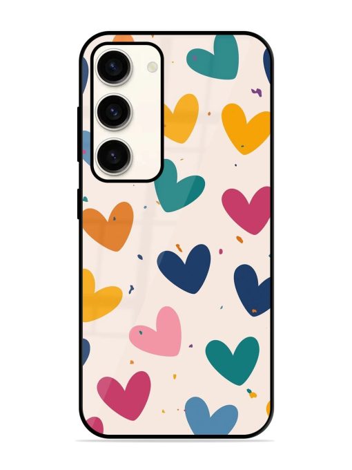 Rainbow Hearts Glossy Soft Edge Case for Samsung Galaxy S23 (5G) Chachhi