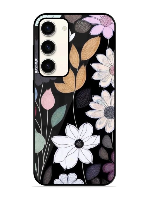 Whimsical Blooms On Black Glossy Soft Edge Case for Samsung Galaxy S23 (5G) Chachhi