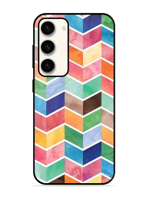 Watercolor Chevron Whimsy Glossy Soft Edge Case for Samsung Galaxy S23 (5G) Chachhi