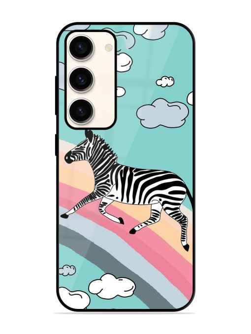 Zebra On A Rainbow Glossy Soft Edge Case for Samsung Galaxy S23 (5G) Chachhi