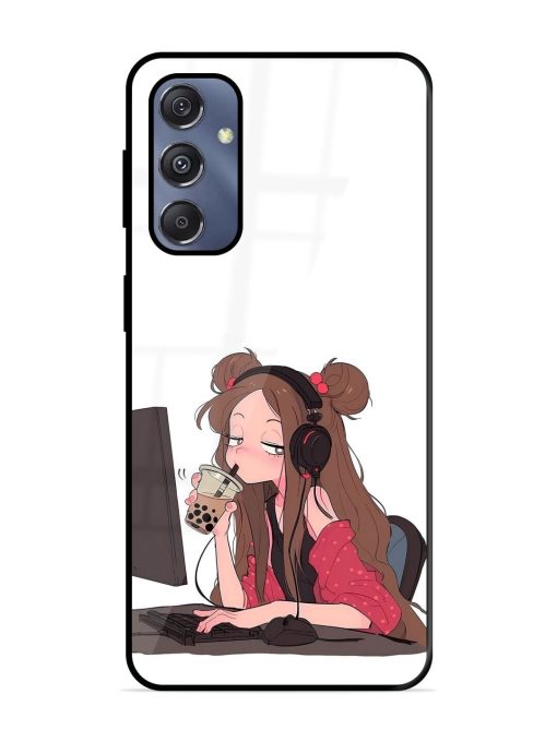 Girl Playing On Pc Glossy Soft Edge Case for Samsung Galaxy S23 Fe (5G) Chachhi