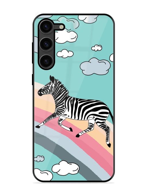 Zebra On A Rainbow Glossy Soft Edge Case for Samsung Galaxy S23 Plus (5G)