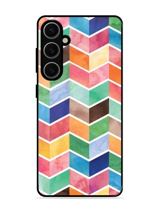 Watercolor Chevron Whimsy Glossy Soft Edge Case for Samsung Galaxy S24 Plus (5G) Chachhi