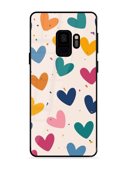 Rainbow Hearts Glossy Soft Edge Case for Samsung Galaxy S9 Chachhi